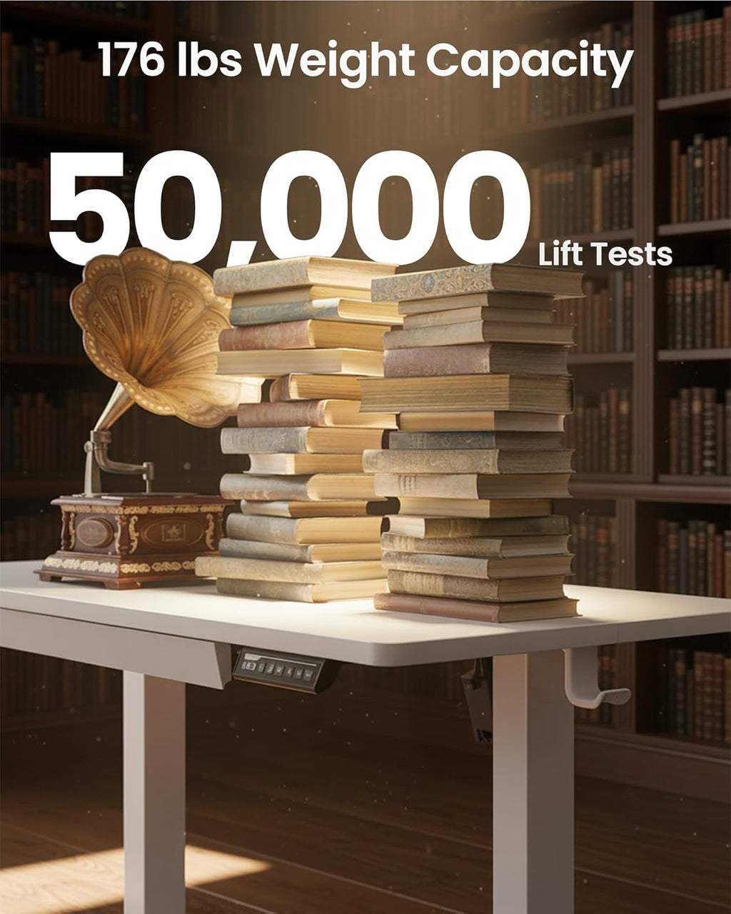 44 Inch Electric Standing Desk with Drawers, Adjustable Height with Storgear, 4 Memory Height Settings, Sit Stand up Desk for Home Office & Computer Workstation, White