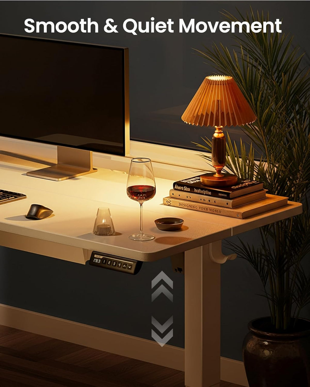 44 Inch Electric Standing Desk with Drawers, Adjustable Height with Storgear, 4 Memory Height Settings, Sit Stand up Desk for Home Office & Computer Workstation, White