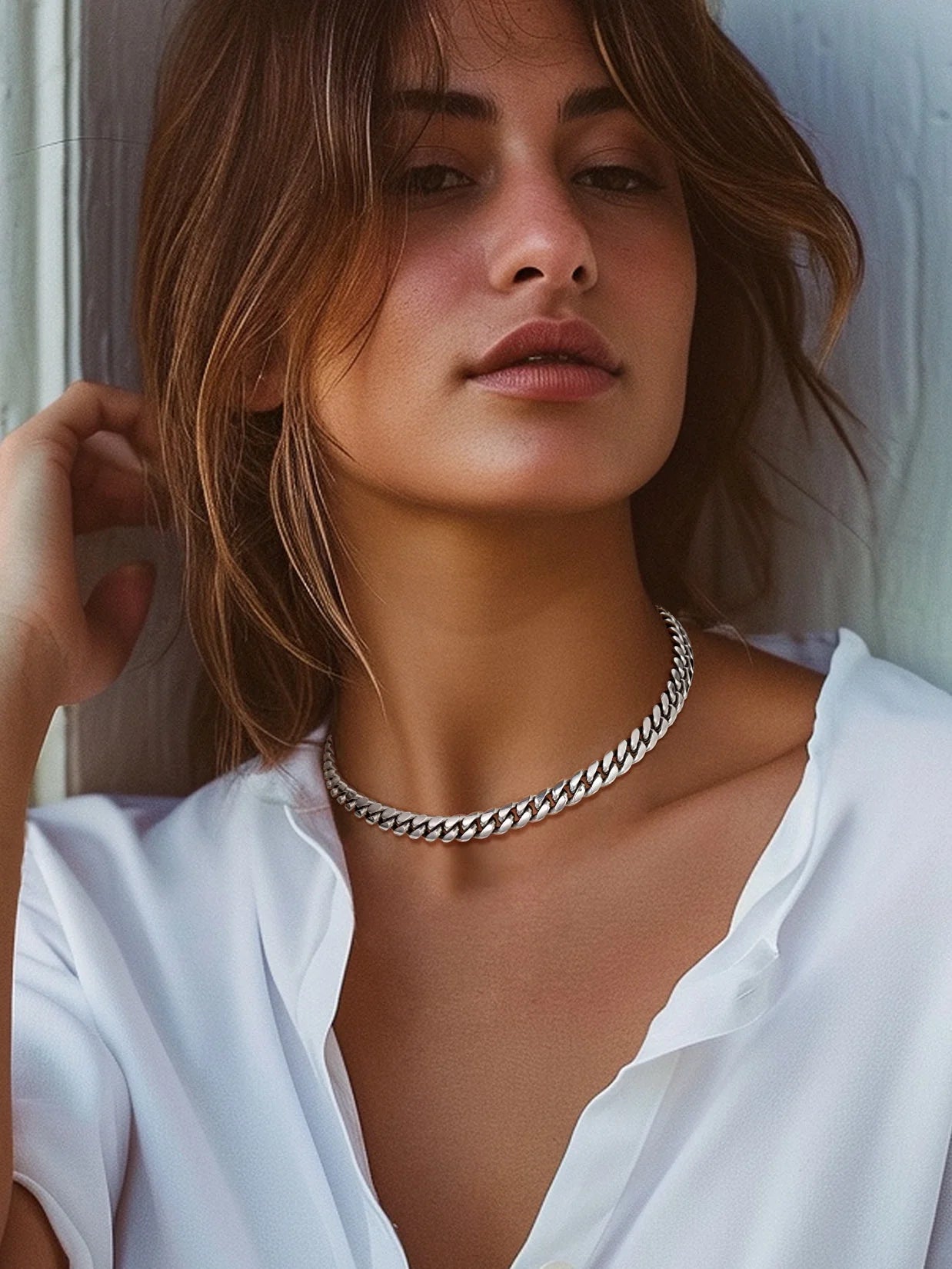 Curb Cuban Link Chain Necklaces for Men Jewelry 28Inch Stainless Steel Colar Silver Color